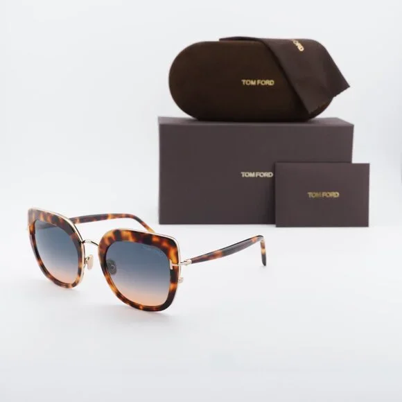 Tom Ford Virginia FT0945 53P Cat Eye Sunglasses - Havana/Blue to Amber Amazon.com: Tom Ford Sunglasses FT 1080 53F Blonde Havana  main image 3